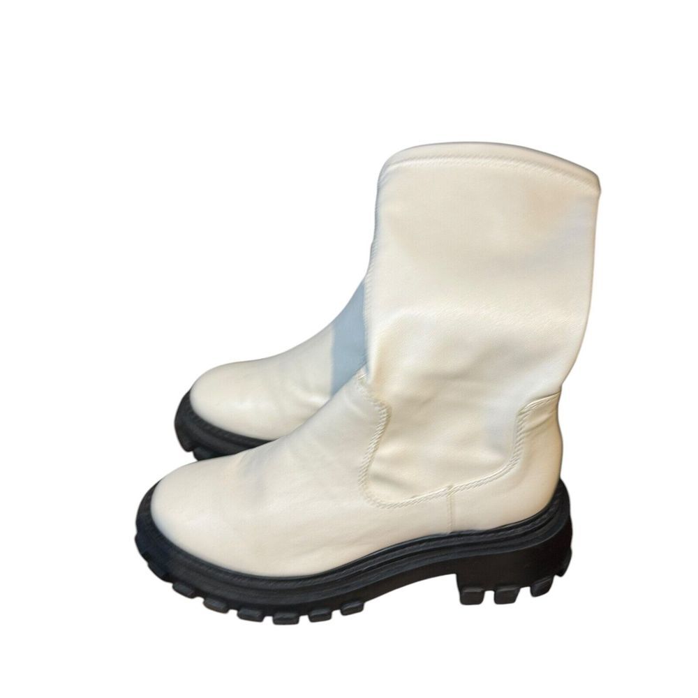 Schutz Womens Boots Kendy Lug Sole Mid Calf Side Zip Up Leather White Size 7.5 B - Picture 3 of 7